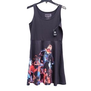 NWT Marvel Her Universe Black Graphic Print Stretchy Tank Casual Mini Dress M